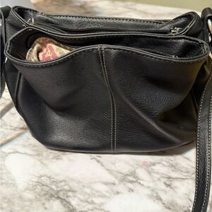 Elegant Black faux Leather Shoulder Bag